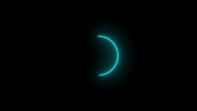 Glowing blue neon circle loading icon on a dark black background .Electric Light Circle Turning Loading Animation - 4K Stock Video black background .animation video