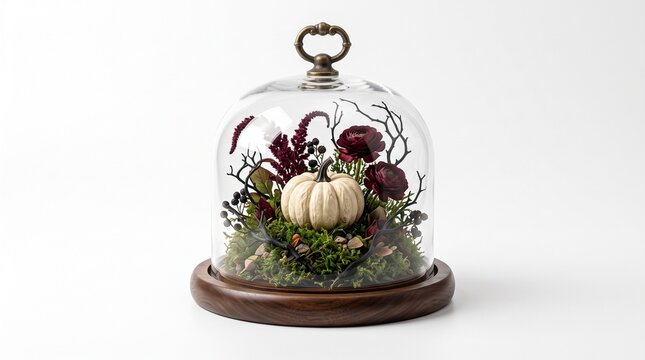 Pumpkin glass cloche dome