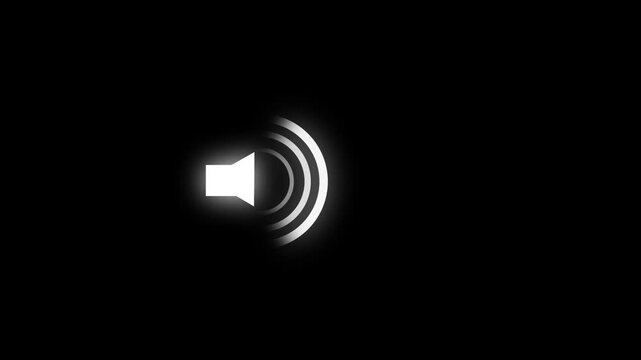 Animated sound speaker with pulsing waves for audio ui and multimedia volume animation