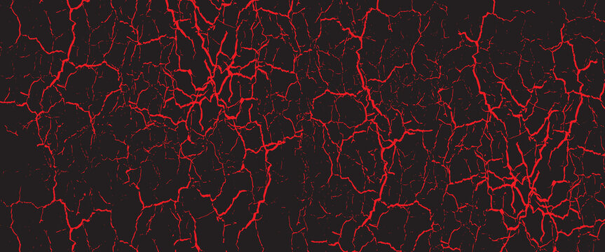 Abstract red cracked pattern on black grunge background