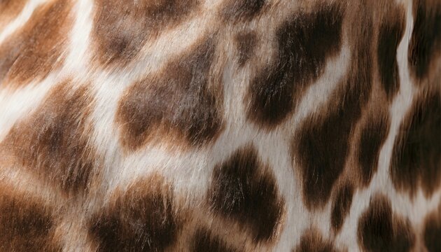 Natural animal fur pattern and giraffe skin texture. Wildlife photography and luxury fashion design needs. Brown and white patterned animal hide surface closeup