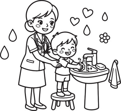 Happy chef holding baby in kitchen with pots and bubbles