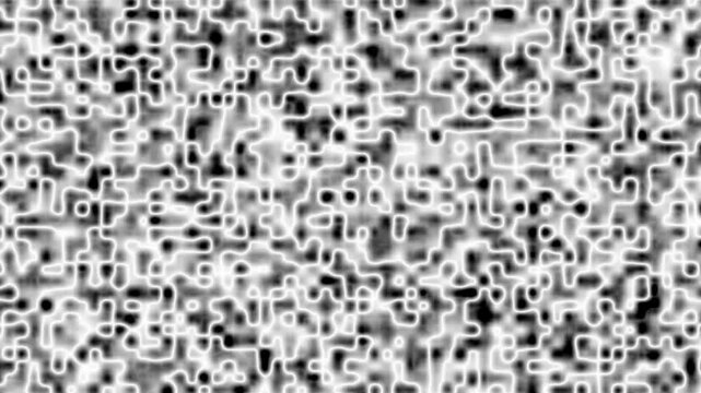 Complex abstract surface pattern with interconnected winding lines and dot textures, creating a visually engaging background for multimedia and artistic projects.