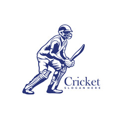 Fototapeta premium Silhouette of Cricket Player Vector Template, Cricket Player Design Illustration