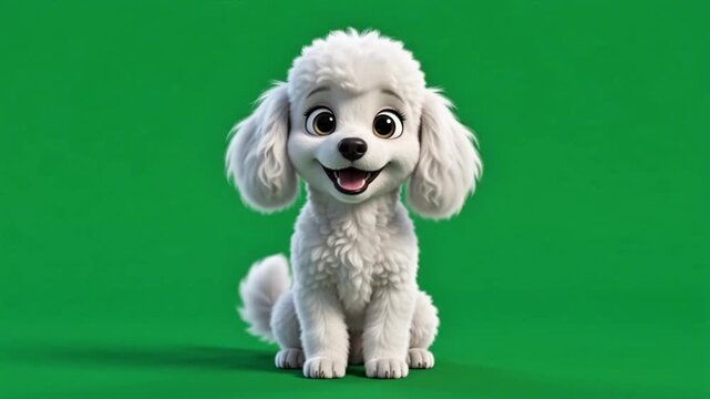 Adorable White Puppy On Green Screen Background 4k