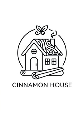 Cinnamon House logo design with spice illustration and text.