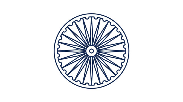 Ashoka Chakra wheel symbol with twenty-four spokes.