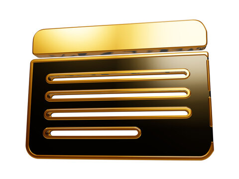Document file list icon gold metallic frame with dark paper surface for office organization and business records.
