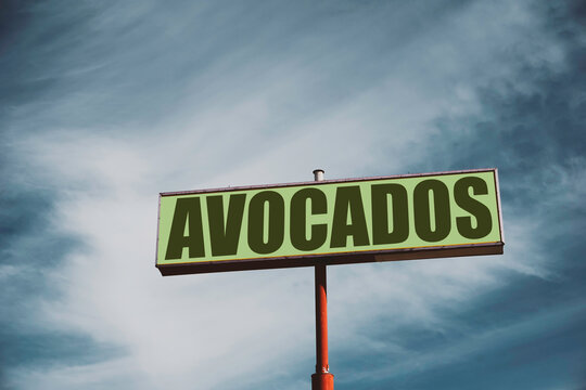 Avocados sign with clouds