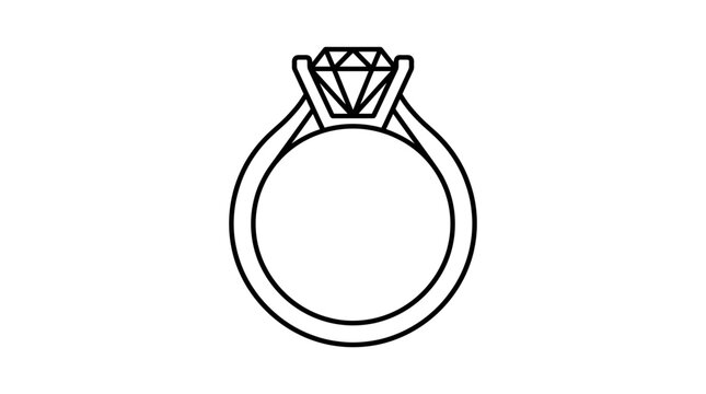 Minimalist diamond ring outline icon.