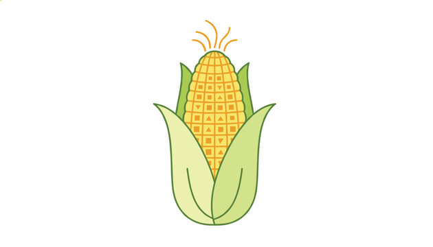 Stylized illustration of a corn on the cob with geometric patterns on its kernels representing genetically modified crop.