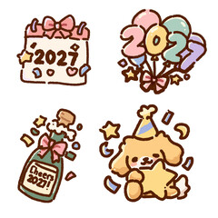 Fototapeta premium set of funny cartoon animals new year 2027