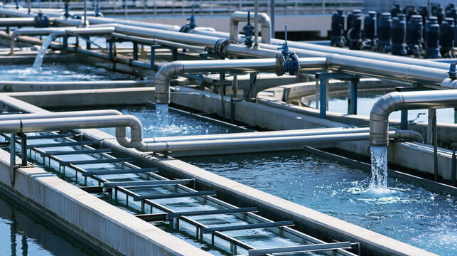 Water recycling facility with stainless steel pipe and aeration basin