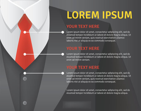 Professional Business Suit with Red Tie Infographic Template Vector