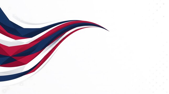 Abstract Red White and Blue Wavy Patriotic Background.