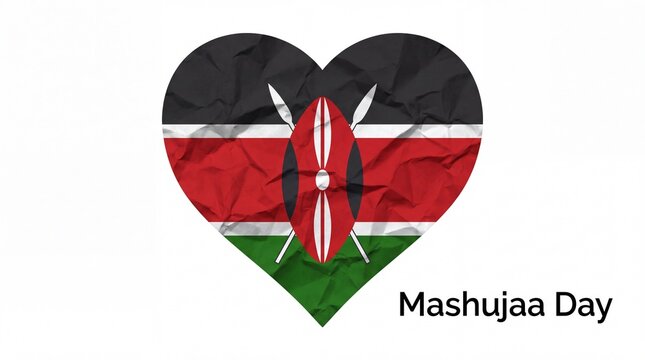 Mashujaa Day Heart - Shaped Kenyan Flag Illustration