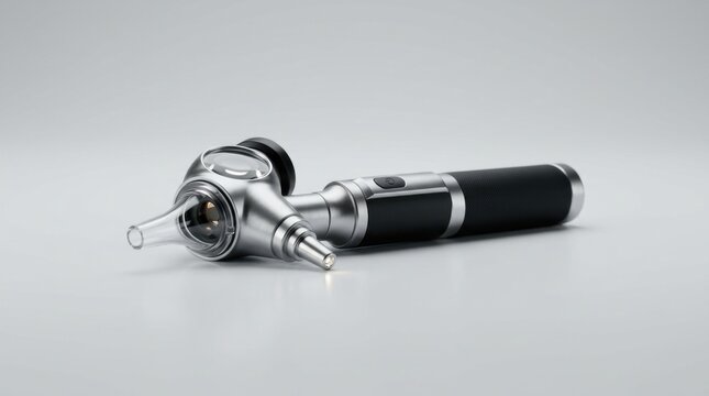 Modern otoscope with light for ear examination and medical diagnostics.