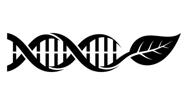 DNA helix transforming into a green leaf symbol for biotechnology and genetic research