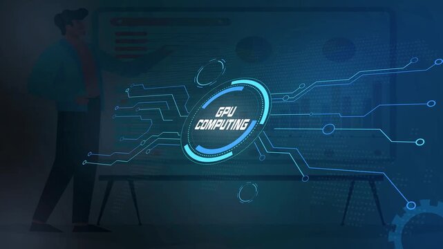 GPU Computing Processing High Performance Digital Workloads on a Futuristic Technology Interface with Data Graphics.