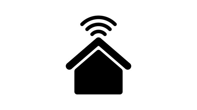 Smart home icon with wireless signal symbol for internet of things and automation technology