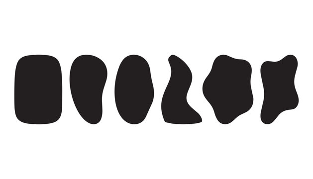 Set of black organic blob shapes and irregular liquid forms for creative graphic design and modern abstract art elements