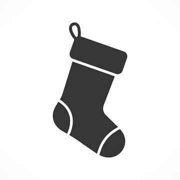Christmas stocking solid silhouette holiday gift icon vector