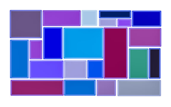Multiple squares and rectangles in in different colors and sizes. Background use.