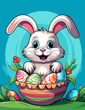 easter bunny and easter eggs