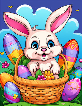 easter bunny and easter eggs