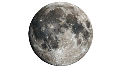 Realistic texture model of the full moon sphere isolated on a white background © HarryThomasEvans