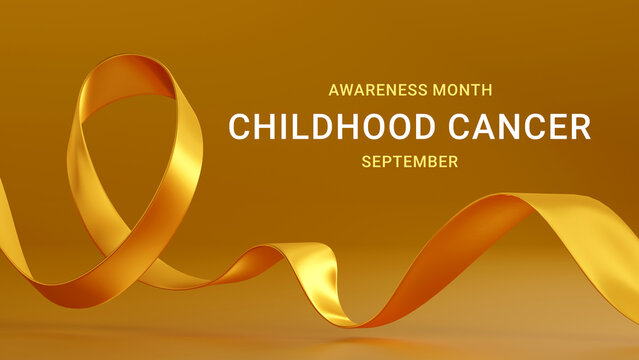 Childhood Cancer Awareness Month banner, with gold ribbon for campaigns, events, and educational materials, medical, and  and social media. 3d render
