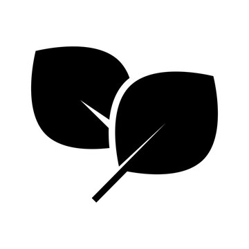 tylized two-leaf botanical logo with curved natural shapes, suitable for organic products, gardening, wellness, environmental branding, and nature-related designs.