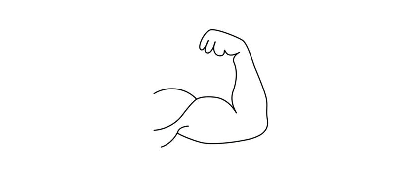Simple line of a flexing bicep muscle arm strength