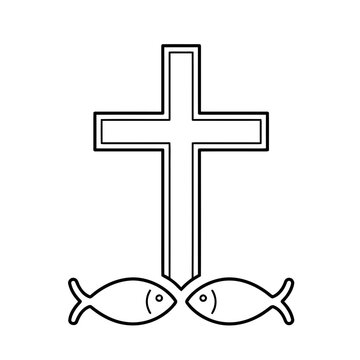 Christian Cross and Fish Symbol
