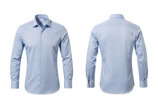 Light blue classic long sleeve button down mens shirt isolated on transparent background