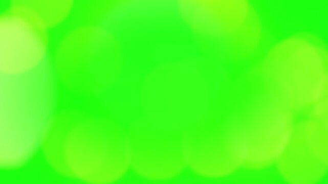 Bokeh light circles overlay a bright green background to create a soft, vibrant abstract graphic design.