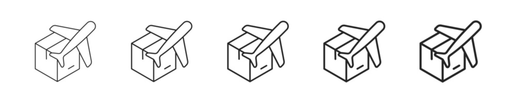Air Freight vector icon in minimalist line style. Clean editable stroke illustration with geometric design and monochrome appearance, isolated on white background