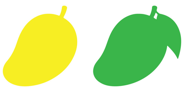Yellow and green mango fruit silhouettes