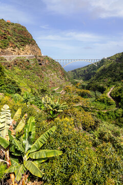 Puente de Los Tilos, street bridge near the laurel forest at Los Tilos on La Palma, Canary Islands, Spain.