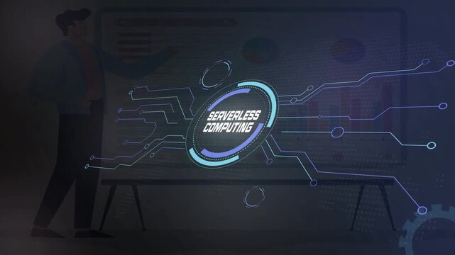 Serverless Computing Running Digital Applications on a Futuristic Technology Interface with Dynamic Data Elements.