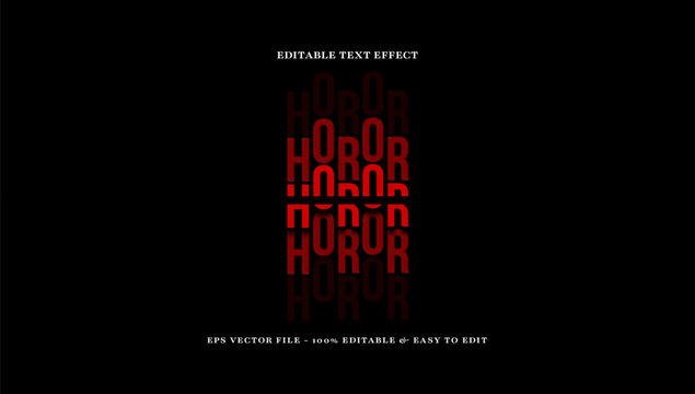 Dark red split stacked horror editable text effect vector template