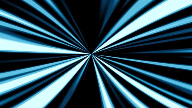 Blue Glowing Light Rays Radiating Motion Speed Background, Dynamic Flowing Abstract Animation Loop for Broadcast Media Production and Creative Marketing Communications Projects
