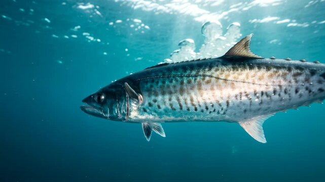 king mackerel underwater close up at morning light in florida usa atlantic coast video