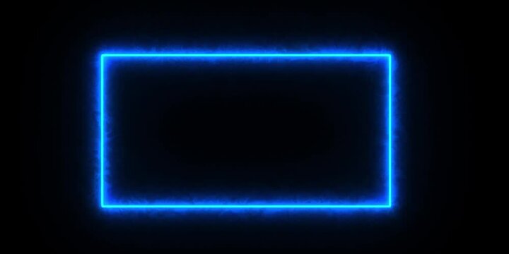 Animated Blue Neon Rectangular Border Frame Video Overlay
