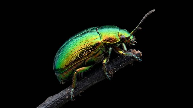 jewel beetle close up isolated on black background studio macro video