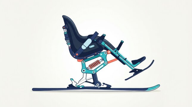 Adaptive sit ski designed for athletes with disabilities, allowing participation in skiing events and sports competitions.