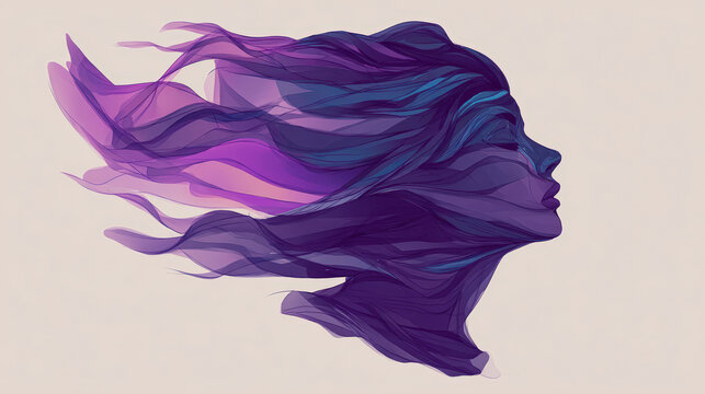 Woman profile blending with abstract art on warm backdrop, styled for branding, product presentation, editorial design, advertising and commercial storytelling in a clean market-ready format.