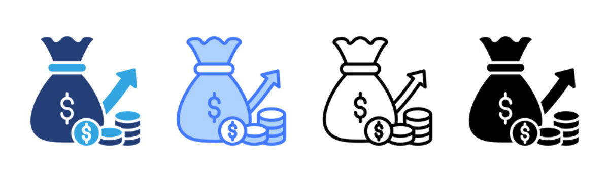 Profit Growth icon set multiple style collection