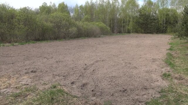 Plowed and cultivated field. For a private vegetable garden, four hundred square meters.