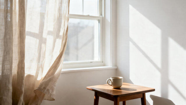 Minimal Coffee by Sunlit Window
